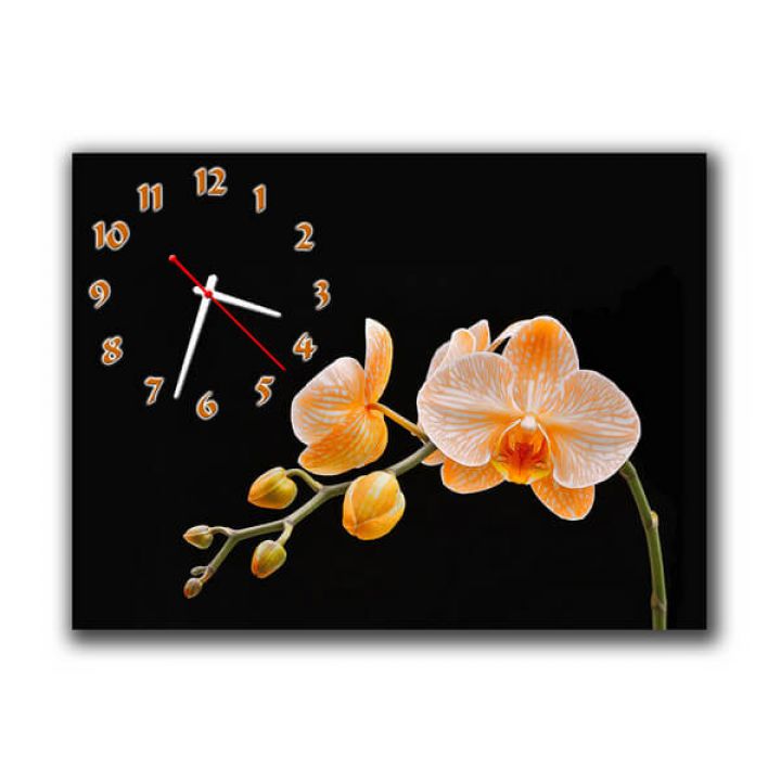 Настінний годинник Помаранчева орхідея, 30х40 см