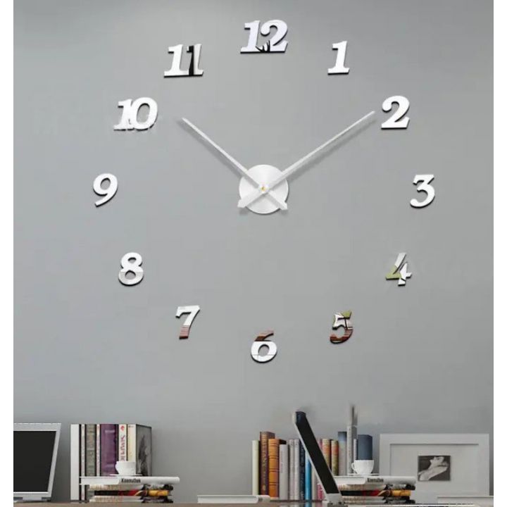 3D Годинник на стіну diy clock Size Silver