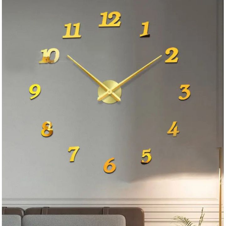 3D Годинник на стіну diy clock Size Gold