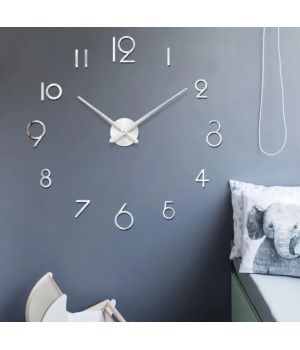 3D Годинник на стіну diy clock в Numbers Silver