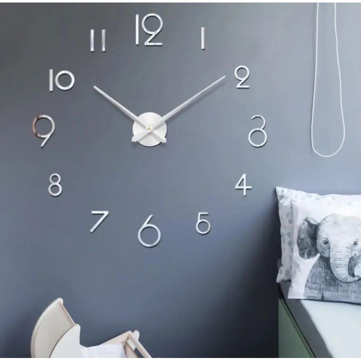 3D Годинник на стіну diy clock в Numbers Silver