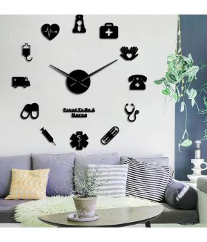 3D Годинник на стіну diy clock в лікарню Black