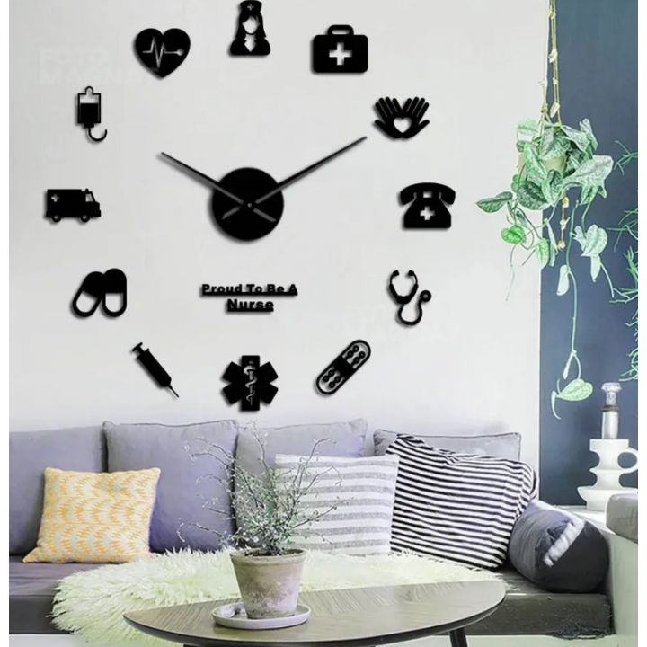 3Д Часы настенные diy clock в больницу Black