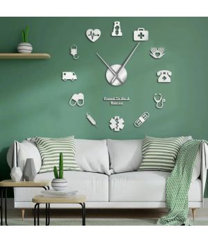 3D Годинник на стіну diy clock в лікарню Silver