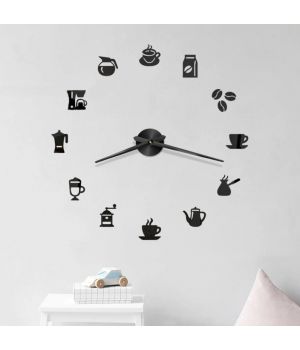 3Д Часы настенные diy clock в кофейню, кафе, столовую Coffee Black