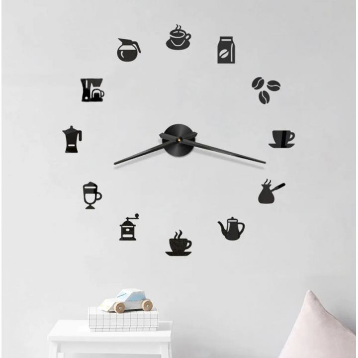 3Д Часы настенные diy clock в кофейню, кафе, столовую Coffee Black