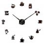 3D Годинник на стіну diy clock в кав'ярню, кафе, столову Coffee Black