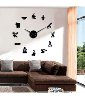 3Д Часы настенные diy clock в больницу, в стоматологию Black