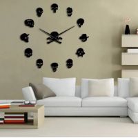 3D Годинник на стіну diy clock на Хеловін Skulls Black