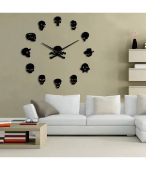 3D Годинник на стіну diy clock на Хеловін Skulls Black