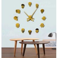 3D Годинник на стіну diy clock на Хеловін Skulls Gold