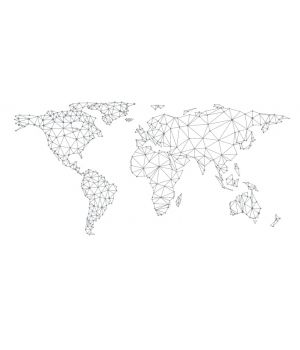 Карта світу - орігамі, Сіра, 150х75 см, Матова