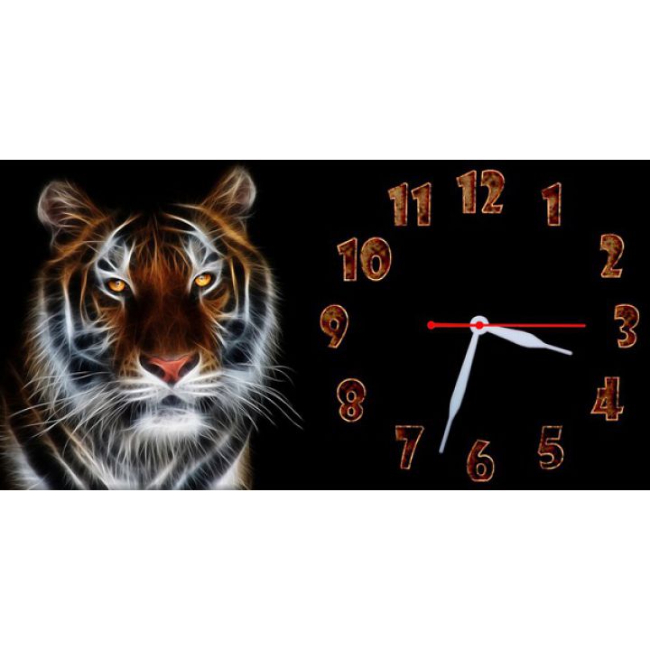 Настенные часы Яростный тигр, 30х60 см