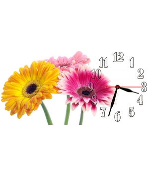 Настінний годинник Яскраві квіти, 30х60 см