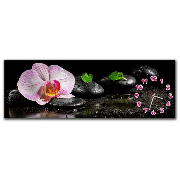 Настінний годинник Рожева орхідея, 30х90 см