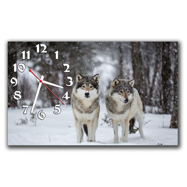 Настінний годинник Вовки, зима, 30х50 см