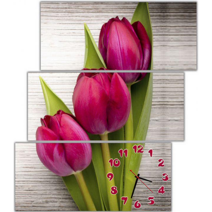 Модульний настінний годинник Чуттєві тюльпани