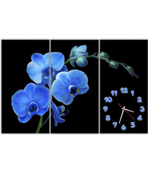 Модульний настінний годинник Синя орхідея