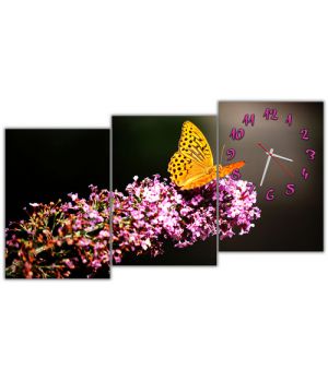 Модульний настінний годинник Помаранчевий метелик