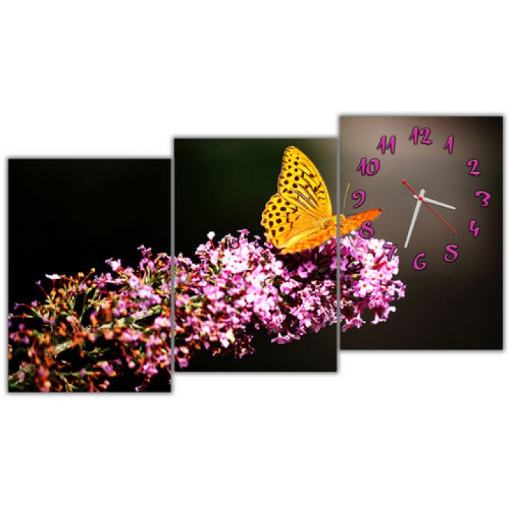 Модульний настінний годинник Помаранчевий метелик