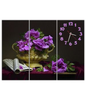 Модульные настенные часы Фиолетовая композиция