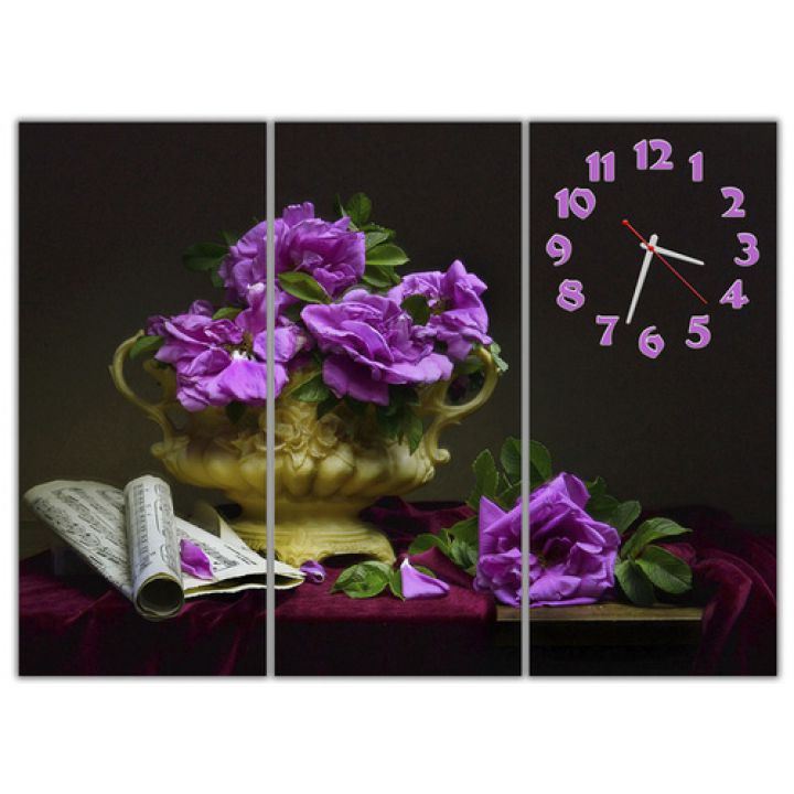 Модульний настінний годинник Фіолетова композиція