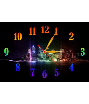 Настінний годинник Різнобарвний мегаполіс, 30х45 см
