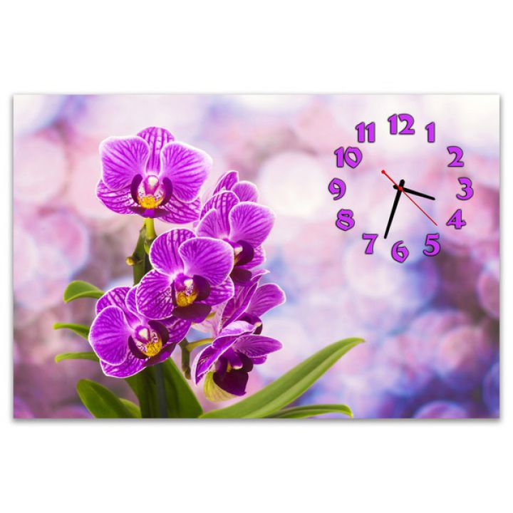 Настінний годинник Фіолетові орхідеї, 60х90 см