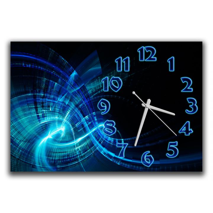 Настінний годинник для залу Синя абстракція, 30х45 см
