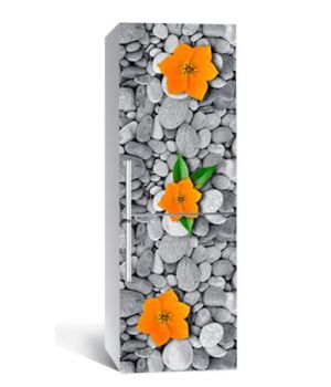 65х200 см, Наклейка на холодильник Цветы на камнях