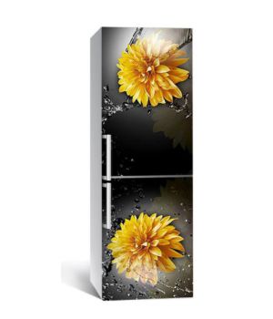 65х200 см, Наклейка на холодильник Желтые георгины