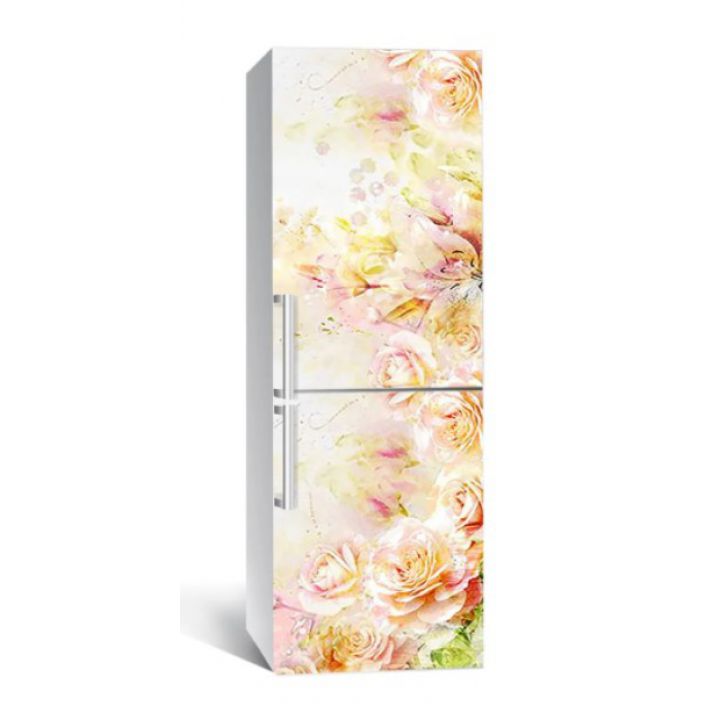 65х200 см, Наклейка на холодильник Фарфоровые розы