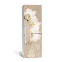 65х200 см, Наклейка на холодильник Орхидея беж
