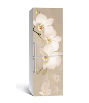65х200 см, Наклейка на холодильник Орхидея беж