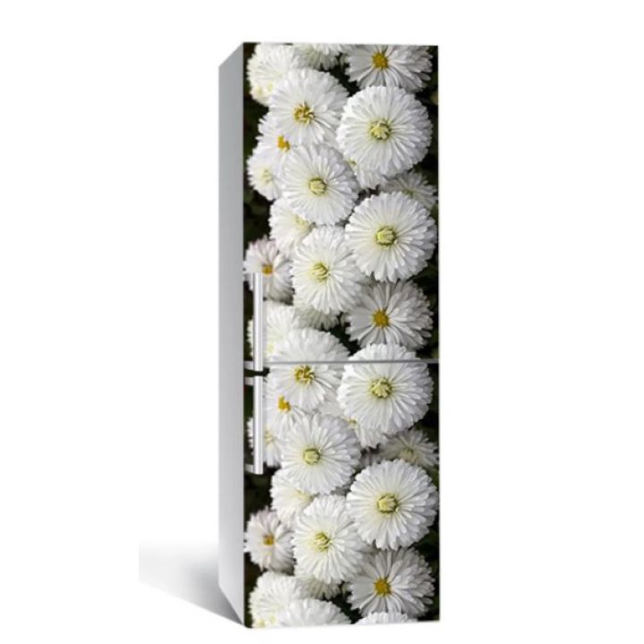65х200 см, Наклейка на холодильник Белоснежные хризантемы