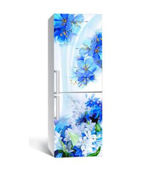 65х200 см, Наклейка на холодильник Синие подснежники