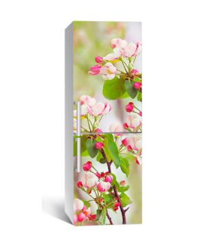 65х200 см, Наклейка на холодильник Розовые цветы вишни