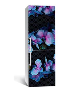 65х200 см, Наклейка на холодильник Ночь голубой орхидеи