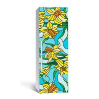 65х200 см, Наклейка на холодильник Витражи с нарциссами