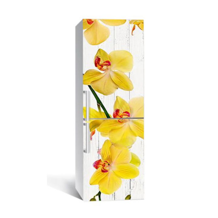 65х200 см, Наклейка на холодильник Желтые орхидеи