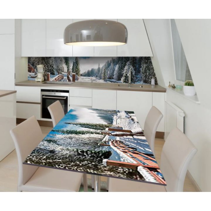 Наклейка на стол 65х120 см, Домик в Альпах