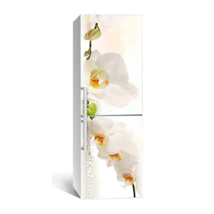 65х200 см, Наклейка на холодильник Белая орхидея 03