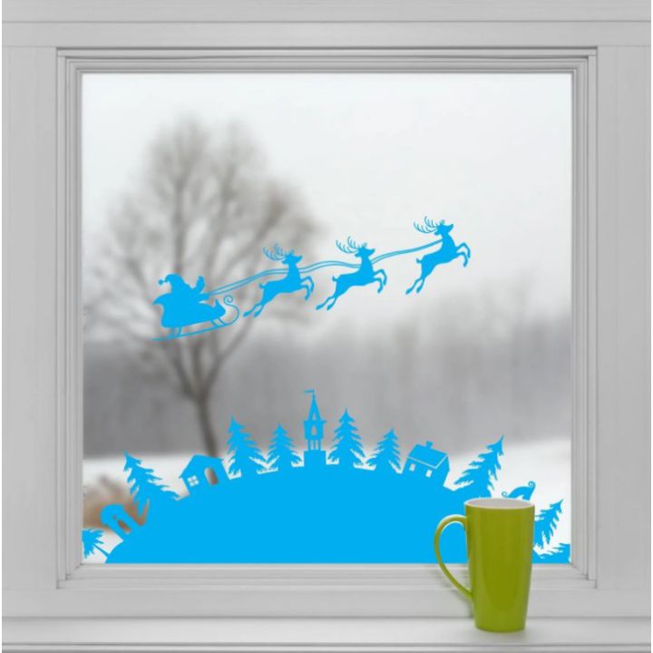 Інтер'єрна новорічна наклейка Різдво блакитна