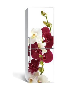 65х200 см, Наклейка на холодильник Бордовые орхидеи