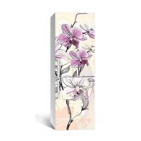 65х200 см, Наклейка на холодильник Нарисованные орхидеи