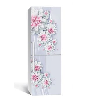 65х200 см, Наклейка на холодильник Розовые георгины