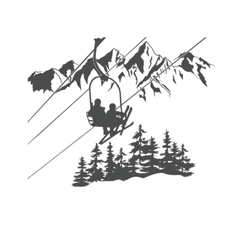 Интерьерная наклейка Канатная дорога, горы, лыжники