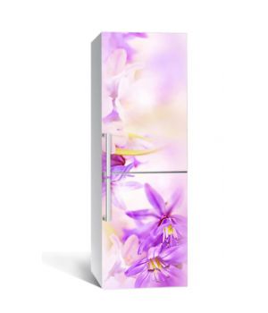 65х200 см, Наклейка на холодильник Фиолетовые цветы