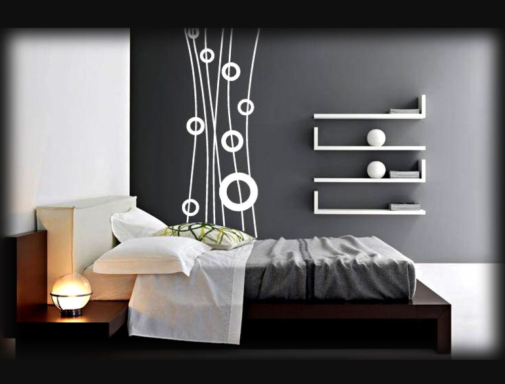 Идея для интерьера №1 - Стильная наклейка в спальню с абстракцией