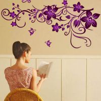 Интерьерная наклейка “Завитушка с цветами”, 120х58,5 см Фиолетовая